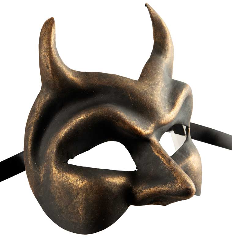 Masque Diable de Venise Bronze en Papier Mâché – Artisanat Authentique de Venise