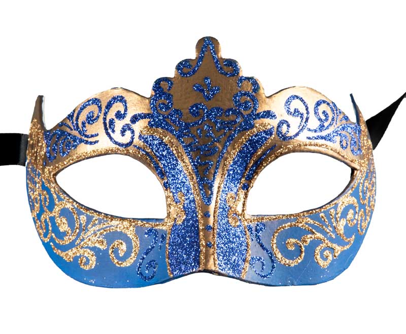 Masque Colombine Bleu Doré – Artisanat Authentique de Venise