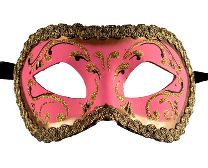 Masque Colombine Rose et Doré – Artisanat Authentique de Venise