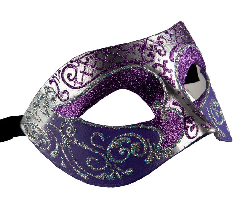 Masque Colombine Violet et Argenté – Artisanat Authentique de Venise