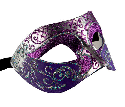 Masque Colombine Violet et Argenté – Artisanat Authentique de Venise