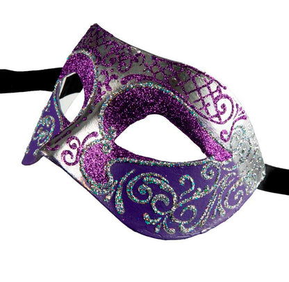 Masque Colombine Violet et Argenté – Artisanat Authentique de Venise