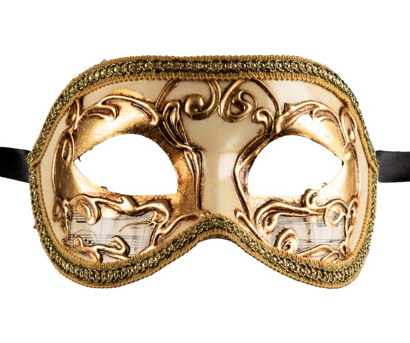 Masque Colombine Blanc Doré Musica – Artisanat Authentique de Venise