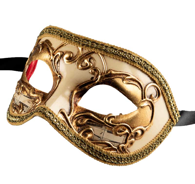Masque Colombine Blanc Doré Musica – Artisanat Authentique de Venise
