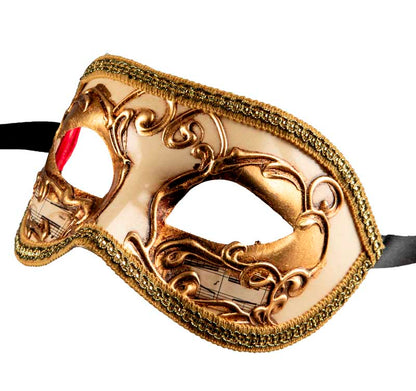 Masque Colombine Blanc Doré Musica – Artisanat Authentique de Venise