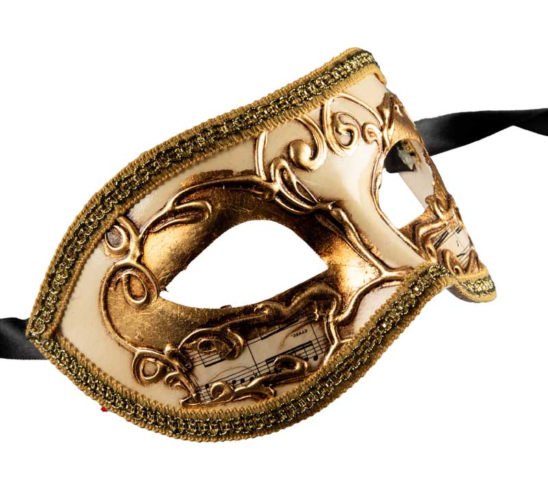 Masque Colombine Blanc Doré Musica – Artisanat Authentique de Venise