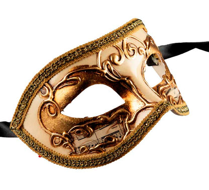 Masque Colombine Blanc Doré Musica – Artisanat Authentique de Venise