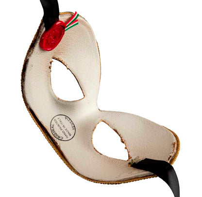 Masque Colombine Blanc Doré Musica – Artisanat Authentique de Venise