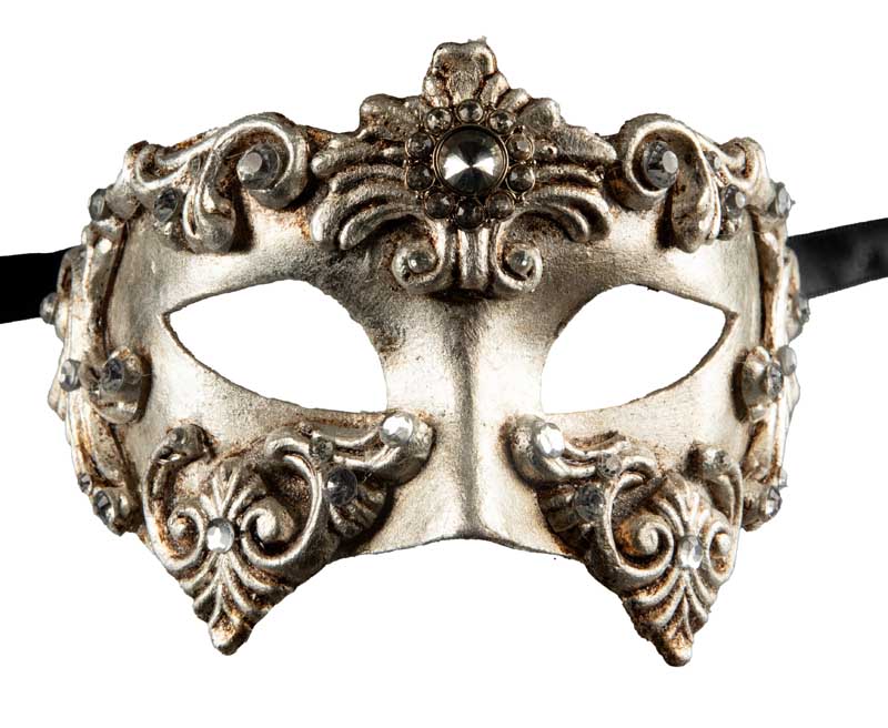 Masque Colombine Barocco Argenté Vénitien – Artisanat Authentique de Venise