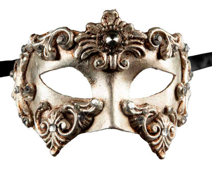 Masque Colombine Barocco Argenté Vénitien – Artisanat Authentique de Venise