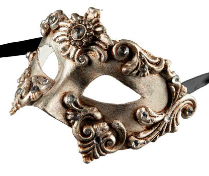 Masque Colombine Barocco Argenté Vénitien – Artisanat Authentique de Venise