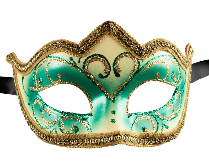 Masque Colombine Vert Doré – Artisanat Authentique de Venise