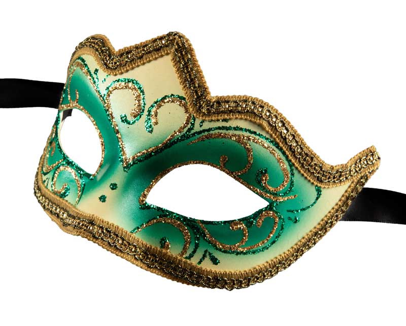 Masque Colombine Vert Doré – Artisanat Authentique de Venise