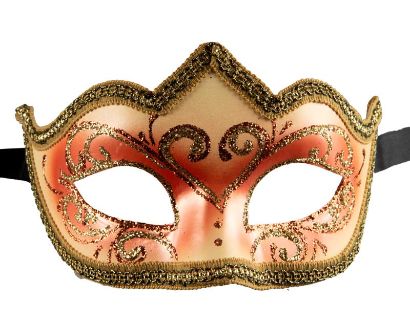 Masque Colombine Orange Doré Eva – Artisanat Authentique de Venise