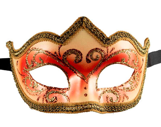 Masque Colombine Orange Doré Eva – Artisanat Authentique de Venise