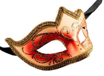 Masque Colombine Orange Doré Eva – Artisanat Authentique de Venise