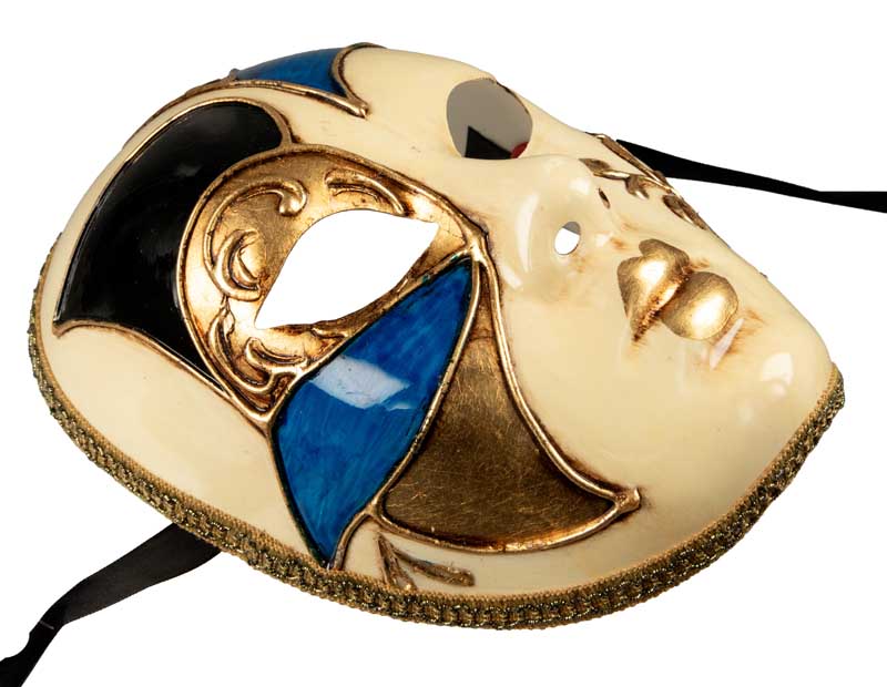 Masque Volto Bleu et Doré – Artisanat Authentique de Venise
