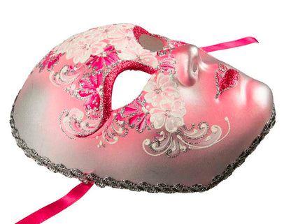 Masque Volto Rose Argenté Floral – Artisanat Authentique de Venise
