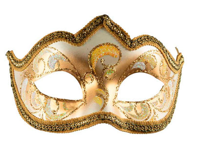 Masque Colombine Bal Masqué Jaune Doré – Artisanat Authentique de Venise