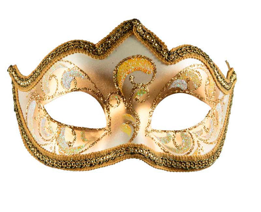 Masque Colombine Bal Masqué Jaune Doré – Artisanat Authentique de Venise
