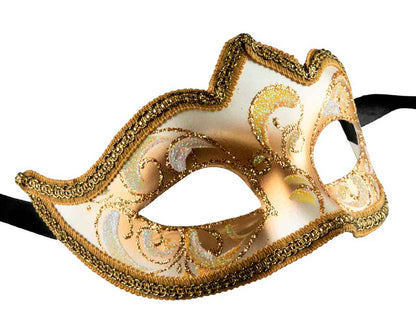 Masque Colombine Bal Masqué Jaune Doré – Artisanat Authentique de Venise