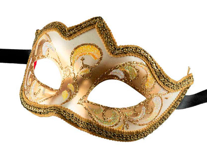Masque Colombine Bal Masqué Jaune Doré – Artisanat Authentique de Venise