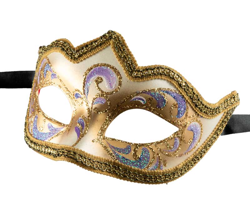 Masque Colombine Bal Masqué Violet Doré – Artisanat Authentique de Venise