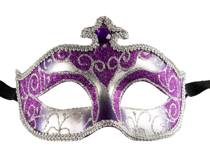Masque Colombine Violet et Argenté à Pointe – Artisanat Authentique de Venise