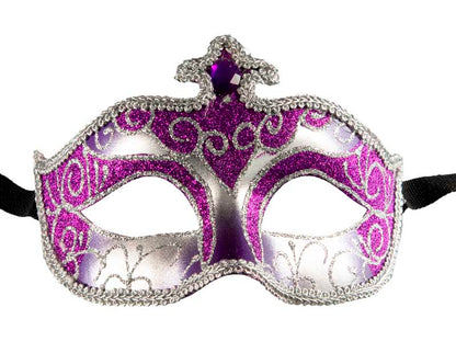 Masque Colombine Violet et Argenté à Pointe – Artisanat Authentique de Venise