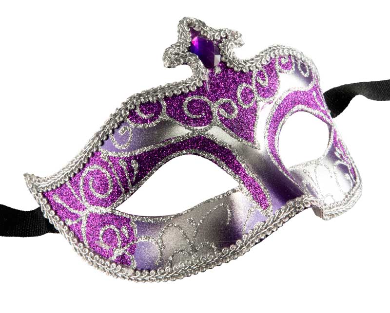 Masque Colombine Violet et Argenté à Pointe – Artisanat Authentique de Venise