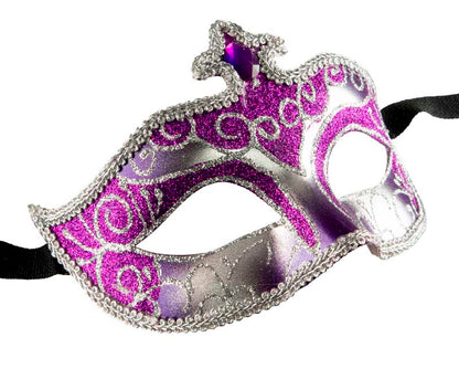 Masque Colombine Violet et Argenté à Pointe – Artisanat Authentique de Venise