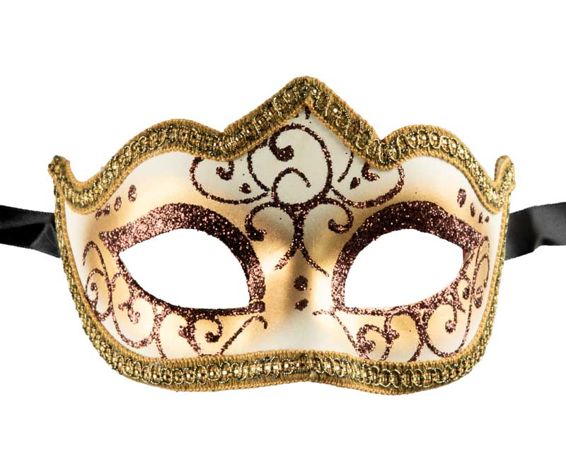 Masque Colombine Marron et Doré à Pointe – Artisanat Authentique de Venise