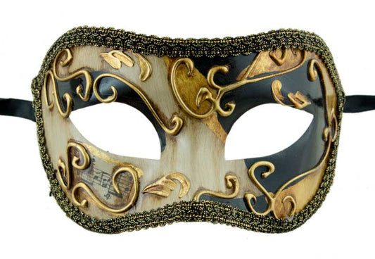 Masque Colombine Noir et Doré à Dorure – Artisanat Authentique de Venise