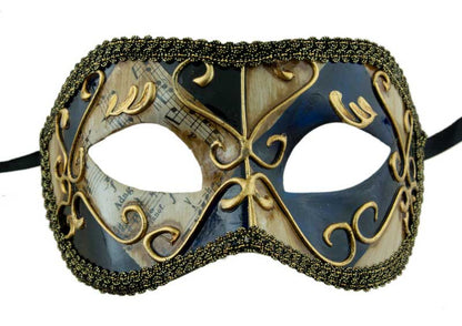 Masque Colombine Bleu noir et Doré - Artisanat Authentique de Venise