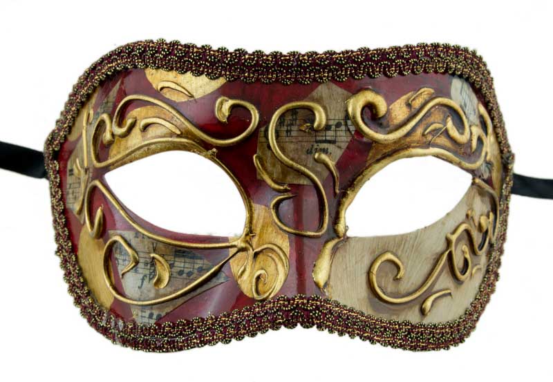 Masque Colombine Rouge et Doré – Artisanat Authentique de Venise