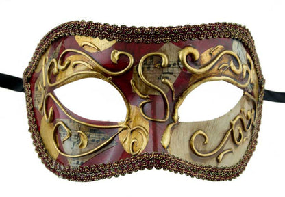Masque Colombine Rouge et Doré – Artisanat Authentique de Venise