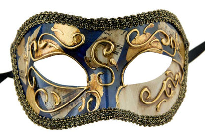 Masque Colombine Bleu et Doré Loup Vénitien – Artisanat Authentique de Venise