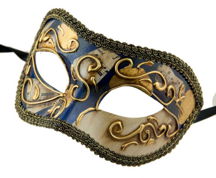 Masque Colombine Bleu et Doré Loup Vénitien – Artisanat Authentique de Venise