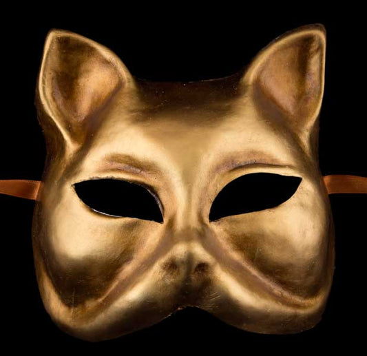 Masque Loup Chat Doré – Artisanat Authentique de Venise