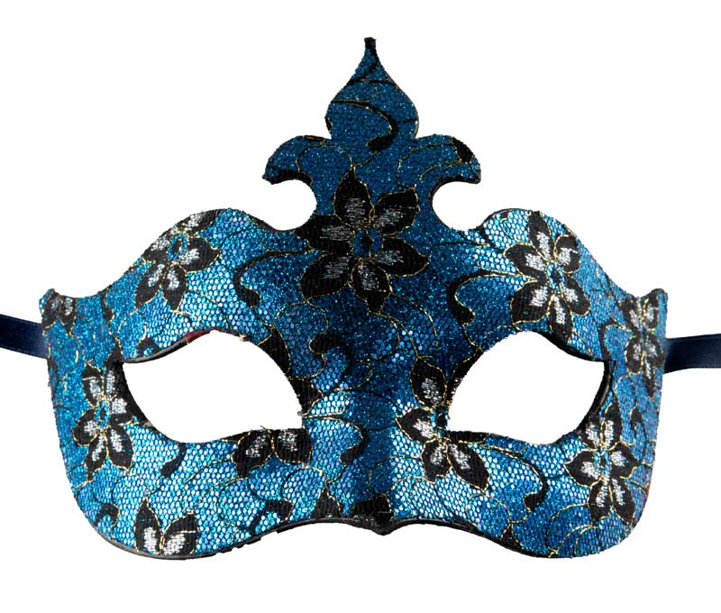 Masque Colombine Bal Masqué Bleu Argenté – Artisanat Authentique de Venise