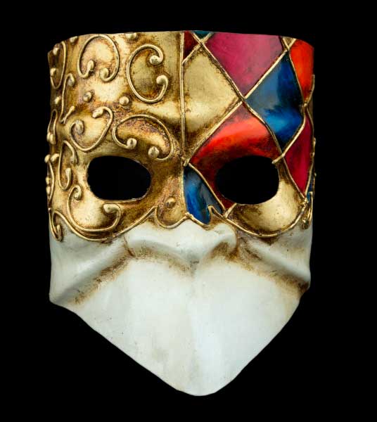 Masque Vénitien Bauta Bleu et Doré – Artisanat Authentique de Venise