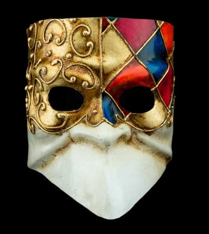Masque Vénitien Bauta Bleu et Doré – Artisanat Authentique de Venise
