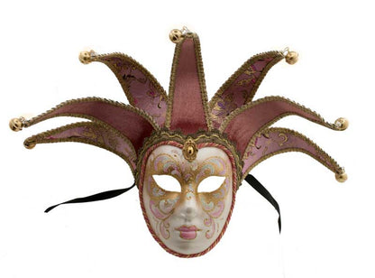 Masque Volto Jolly Rose et Doré à 7 Pointes – Artisanat Authentique de Venise