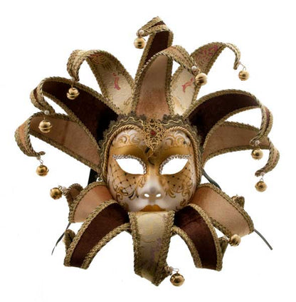 Masque Volto Jolly Marron Doré à 13 Pointes – Artisanat Authentique de Venise