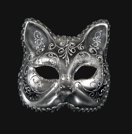 Masque Chat Gatto Argenté – Artisanat Authentique de Venise