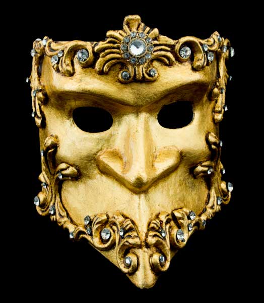 Masque Vénitien Bauta Barocco Masculin Doré – Artisanat Authentique de Venise