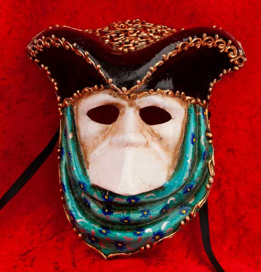 Masque Vénitien Casanova Prestige et Luxe Vert – Artisanat Authentique de Venise