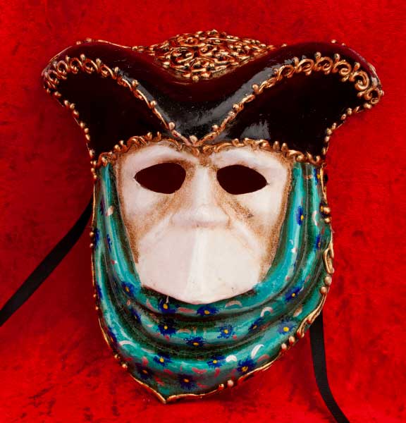 Masque de Venise Casanova Vert – Artisanat Authentique de Venise