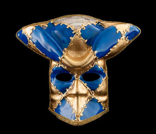 Masque Vénitien Casanova de Luxe – Bauta Bleu – Artisanat Authentique de Venise