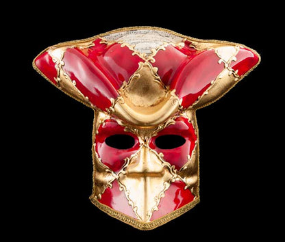 Masque Vénitien Casanova de Luxe – Bauta Rouge – Artisanat Authentique de Venise